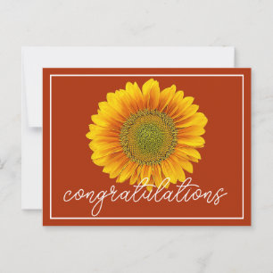 Yellow Sunflower Orange Background Congratulations Postcard