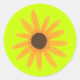 Yellow Sunflower Painting Green Neon Stickers