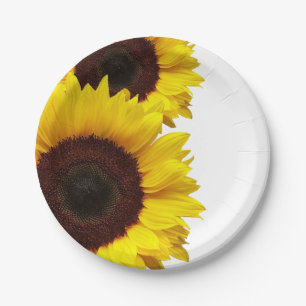 Yellow Sunflower Paper Picnic Party Birthday Plate