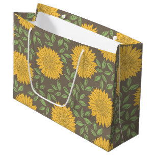 Yellow Sunflower Pattern Large Gift Bag