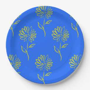 Yellow Sunflower Pattern Paper Plate