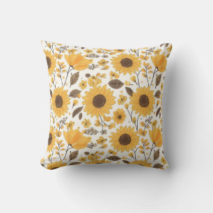 Yellow Sunflower Pattern Pillow