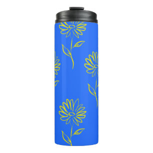 Yellow Sunflower Pattern Thermal Tumbler