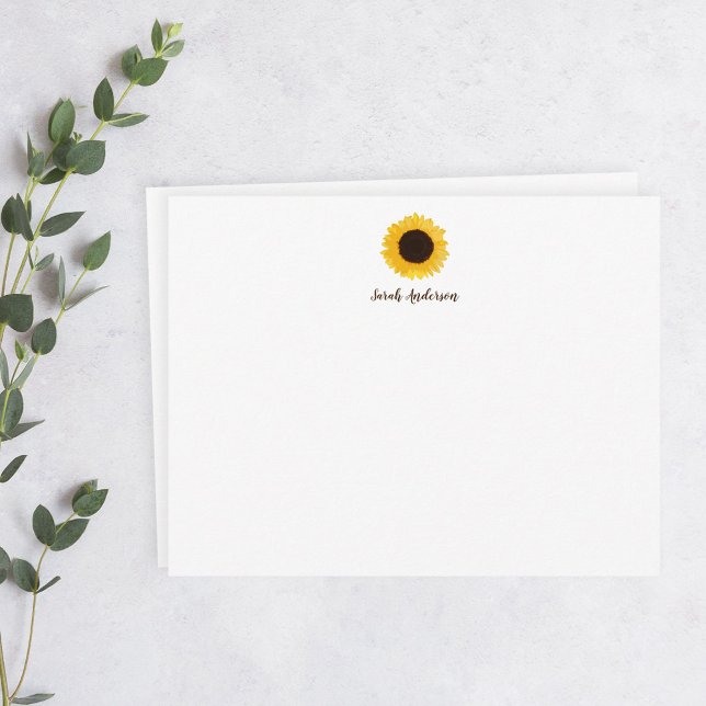 Yellow Sunflower Personalised Stationery Flat Card (Creator Uploaded)