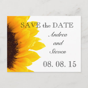 Yellow Sunflower Photo Save the Date Postcard