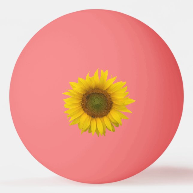Yellow Sunflower Pink Ping Pong Ball (Front)