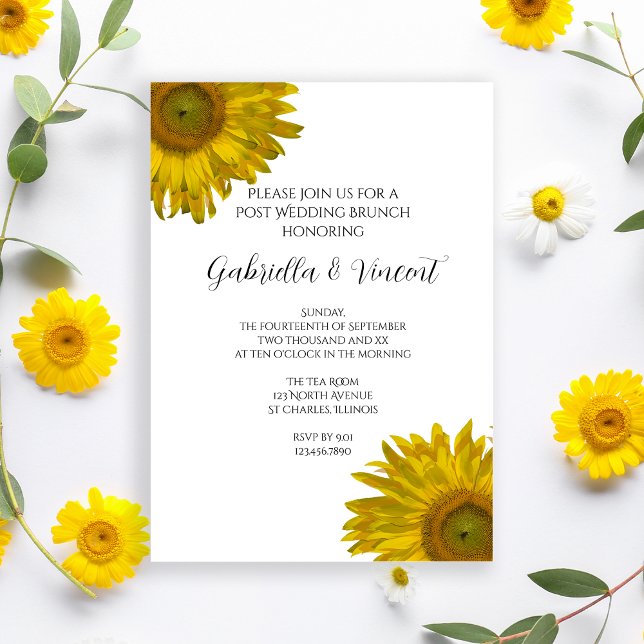 Yellow Sunflower Post Wedding Brunch Invitation (Creator Uploaded)