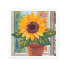 Yellow Sunflower Pot Floral Watercolor