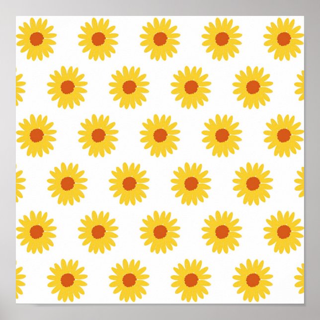 Yellow Sunflower Pretty Retro Y2K Pattern Poster (Front)