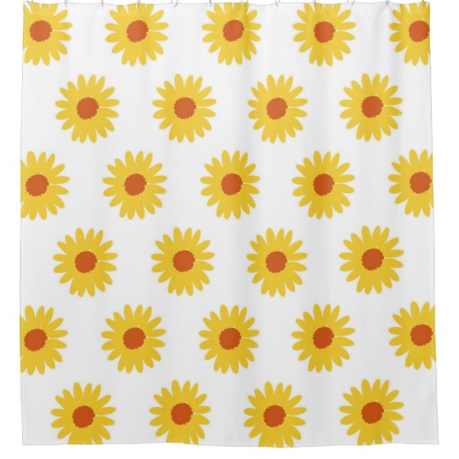 Yellow Sunflower Pretty Retro Y2K Pattern Shower Curtain (Front)