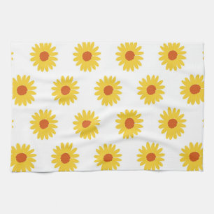 Yellow Sunflower Pretty Retro Y2K Pattern Tea Towel