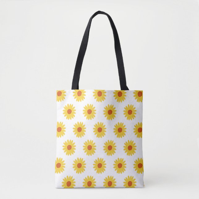 Yellow Sunflower Pretty Retro Y2K Pattern Tote Bag (Front)