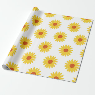 Yellow Sunflower Pretty Retro Y2K Pattern Wrapping Paper