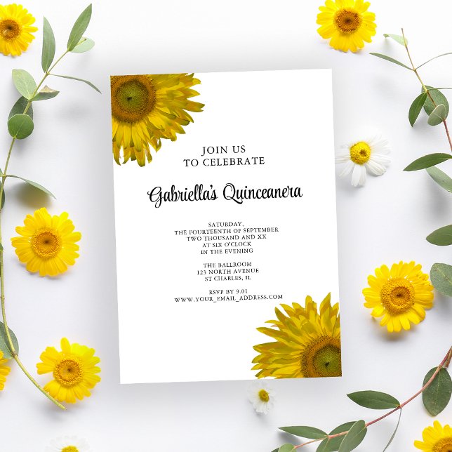 Yellow Sunflower Quinceanera Invitation (Creator Uploaded)