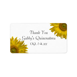 Yellow Sunflower Quinceanera Thank You Favour Tags