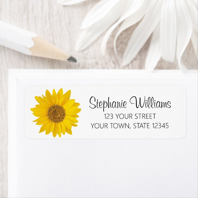 Yellow Sunflower Return Address Label (Insitu)