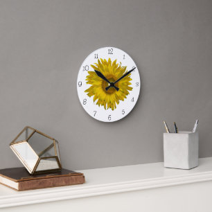 Yellow Sunflower Round Clock