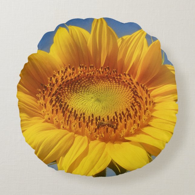 Yellow Sunflower Round Cushion (Front)