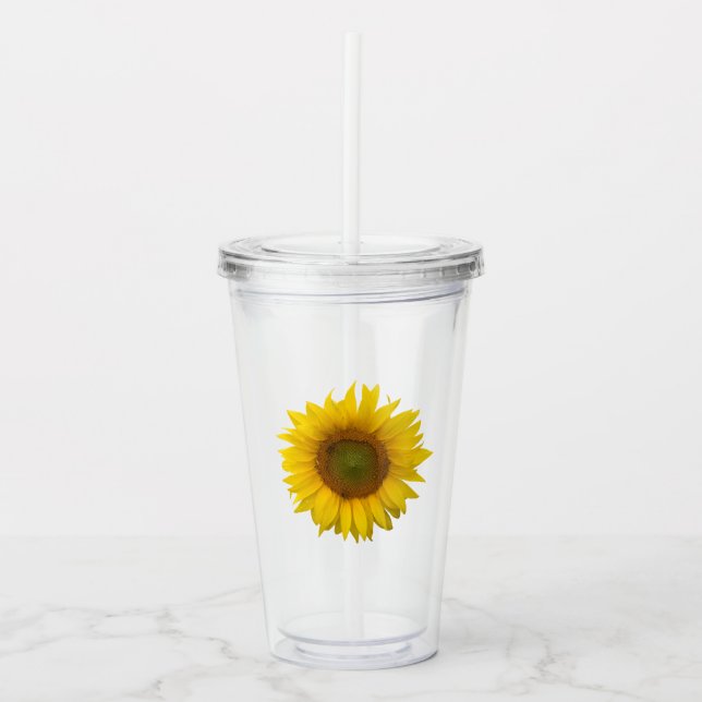 Yellow Sunflower Rustic Acrylic Tumbler (Front)