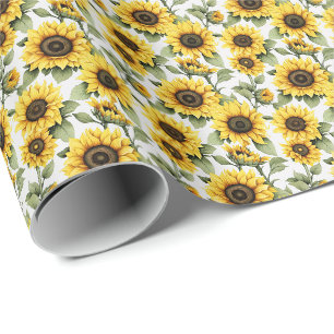 Yellow Sunflower Rustic Country Wrapping Paper