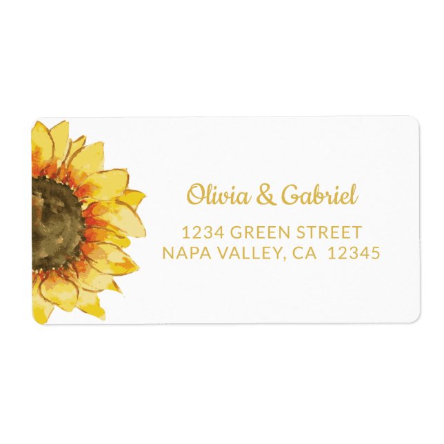 Yellow sunflower. Rustic  wedding shipping (Front)