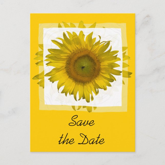 Yellow Sunflower Save the Date Announcement (Front)