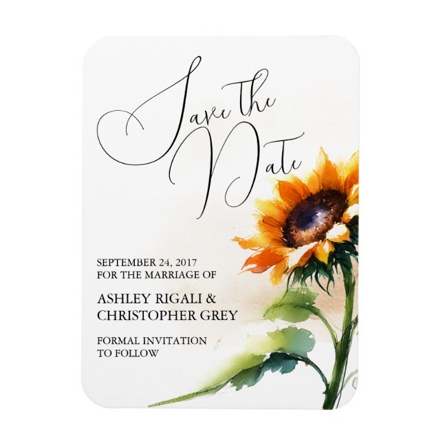 Yellow Sunflower Save The Date Magnet (Vertical)