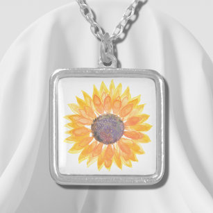 Yellow Sunflower Silver Plated Necklace