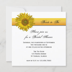 Yellow Sunflower Stripe Bridal Shower Invitation