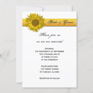 Yellow Sunflower Stripe Wedding Invitation