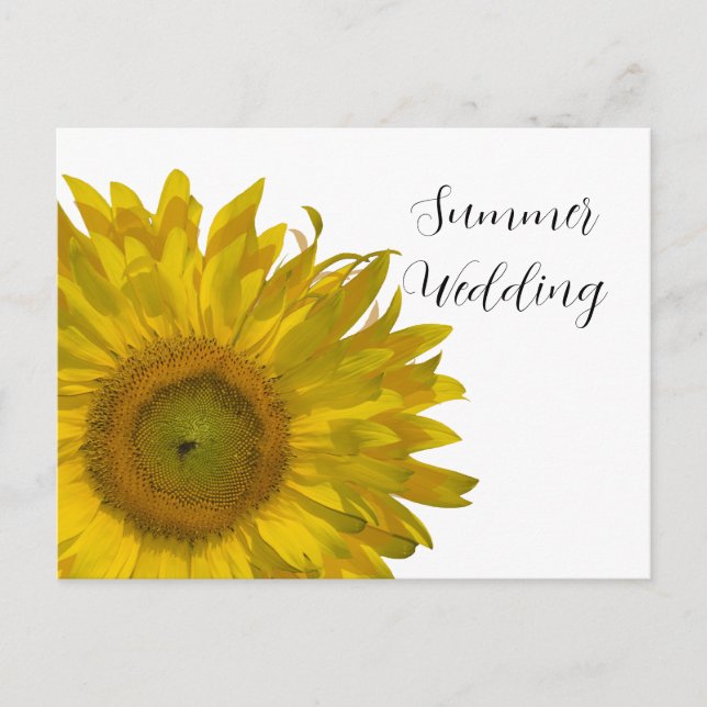 Yellow Sunflower Summer Wedding Announcement Postcard (Front)