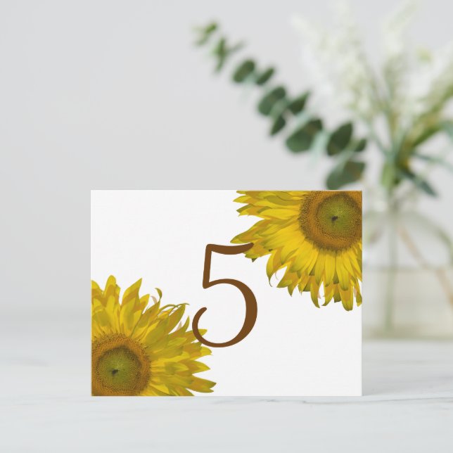 Yellow Sunflower Table Number Postcard (Standing Front)
