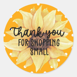 Yellow Sunflower Thank You For Shopping Small Classic Round Sticker