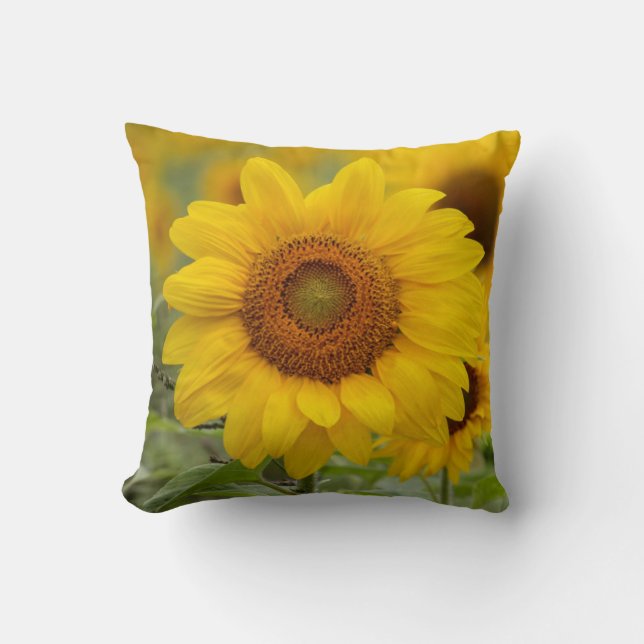 Yellow Sunflower Toss Throw Pillow Home Decor (Front)