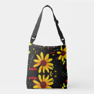 Yellow Sunflower Tote Bag / Black Confetti
