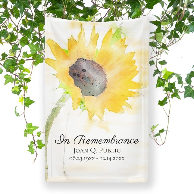 Yellow Sunflower Vase Celebration of Life Funeral  Banner (Creator Uploaded)