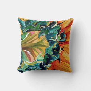 Yellow Sunflower watercolor original art painting Cushion