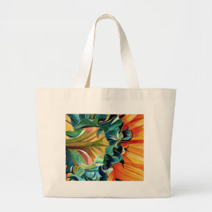 Yellow Sunflower watercolor original art painting Large Tote Bag