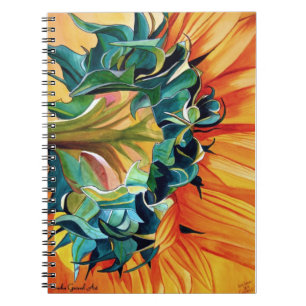 Yellow Sunflower watercolor original art painting Notebook