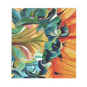 Yellow Sunflower watercolor original art painting Notepad