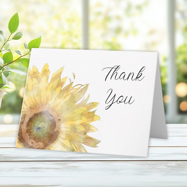 Yellow Sunflower Watercolor Thank You Card (Creator Uploaded)