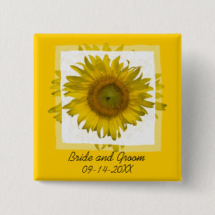 Yellow Sunflower Wedding 15 Cm Square Badge