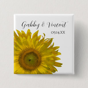Yellow Sunflower Wedding 15 Cm Square Badge