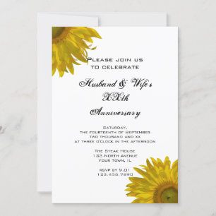 Yellow Sunflower Wedding Anniversary Party Invitation