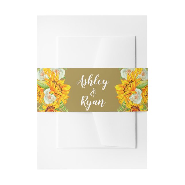 Yellow Sunflower Wedding  Invitation Belly Band (Front Example)