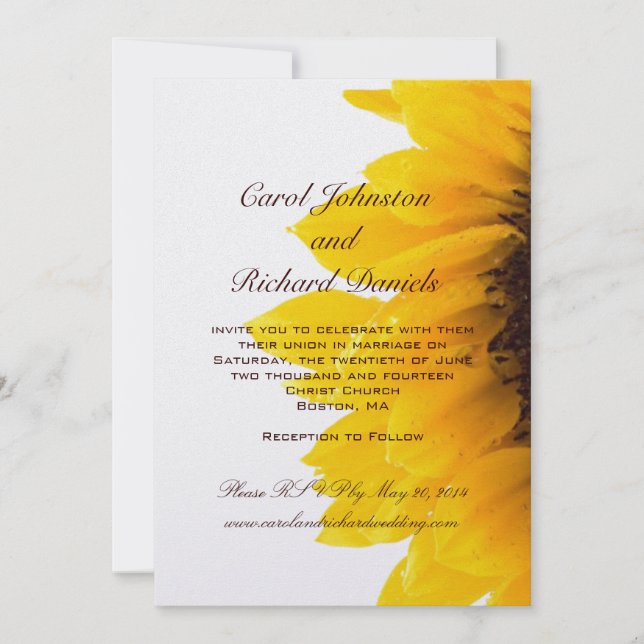 Yellow Sunflower Wedding Invitations (Front)
