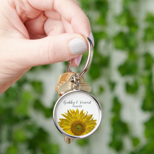 Yellow Sunflower Wedding Key Ring (Hand)