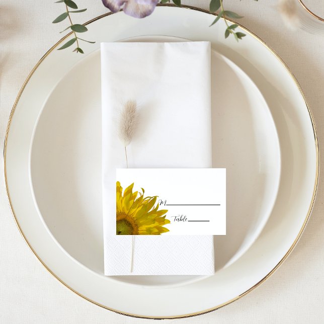 Yellow Sunflower Wedding Place Card (Creator Uploaded)