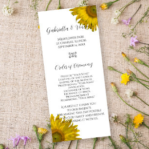 Yellow Sunflower Wedding Program