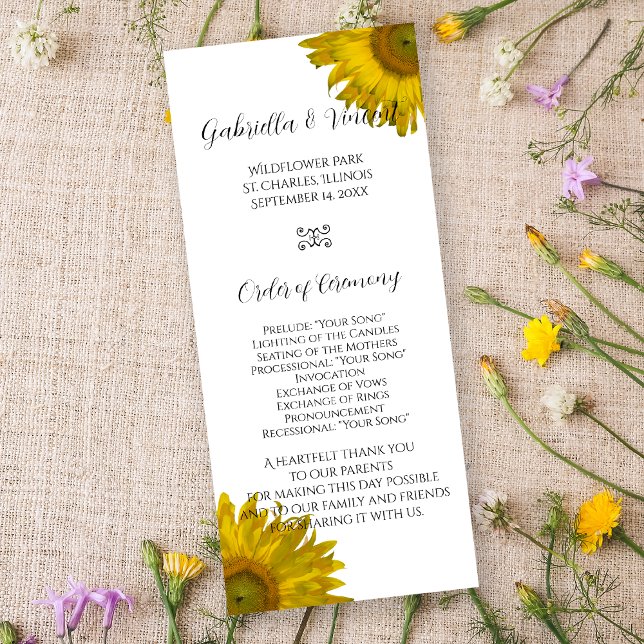 Yellow Sunflower Wedding Program (Creator Uploaded)